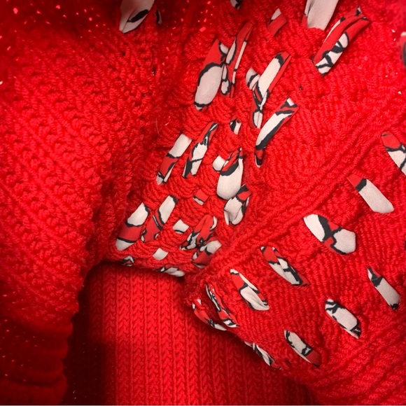 Jason WU Interlocked Wool Red Knit Pullover Sweater Size M - Picture 8 of 13